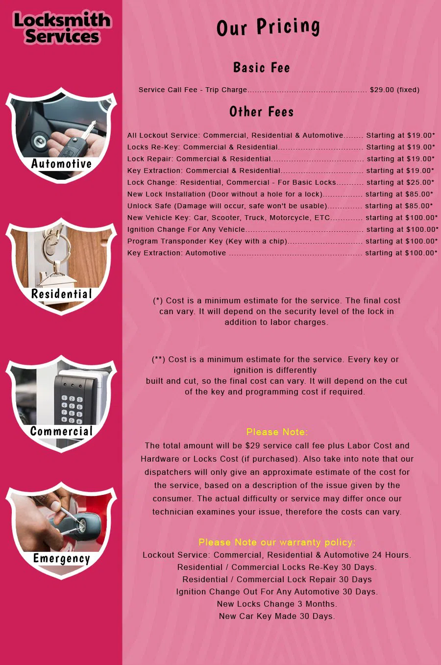 Lyndhurst NJ Locksmith Store Lyndhurst, NJ 201-571-3608 - price-list-c-18
